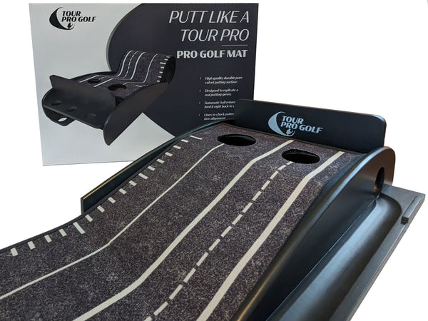 Tour Pro Golf Wooden Crystal Velvet Cool Grey Putting Mat