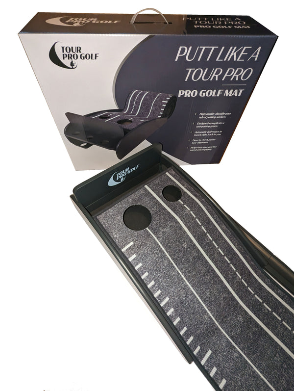 Tour Pro Golf Wooden Crystal Velvet Cool Grey Putting Mat