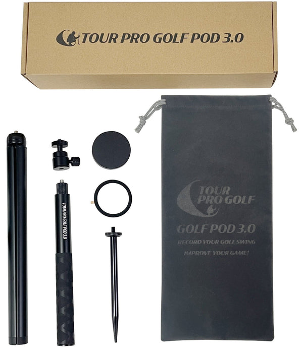 Tour Pro Golf Pod 3.0 Height Adjustable Golf Tripod Video Stand & Spike